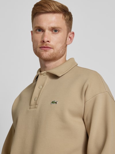 Lacoste Sweatshirt met drukknoopsluiting Beige - 3