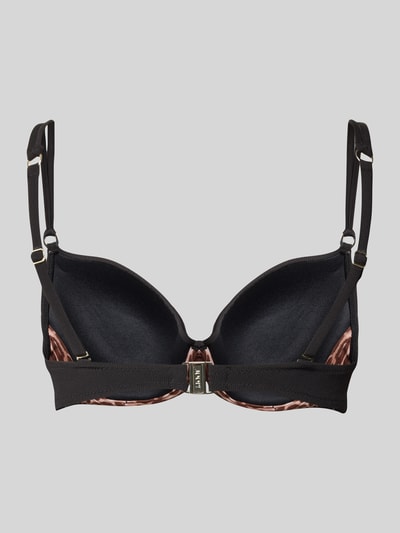 Produktfoto, schwarzes Bikini-Oberteil mit Strukturmuster, Modell 'Costillas' von JOOP! Collection, elastischer Material-Mix, Hakenverschluss
