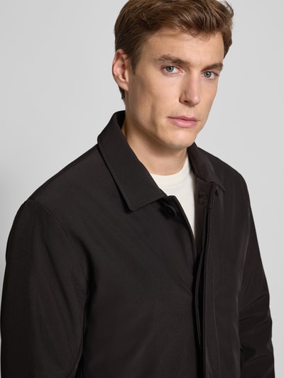 Matinique Lange jas met blinde knoopsluiting, model 'Philman' Zwart - 3