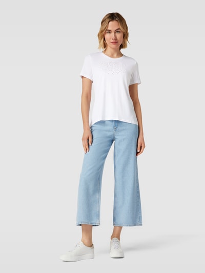 Lauren Ralph Lauren T-Shirt mit Label-Detail und Lochmuster Modell 'KATLIN' Weiss 1