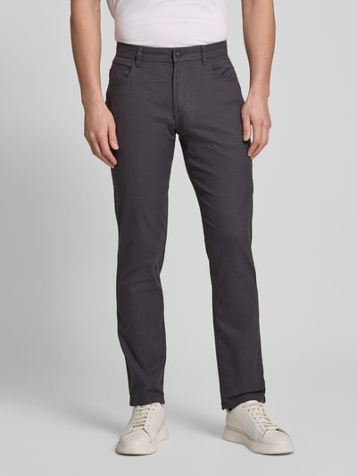 Christian Berg Men Tapered Fit Chino mit Strukturmuster Dunkelgrau 4