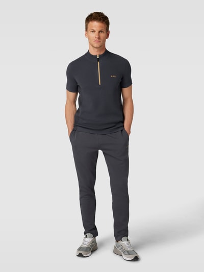 BOSS Green Poloshirt mit Reißverschluss Modell 'Zinos' Graphit 1