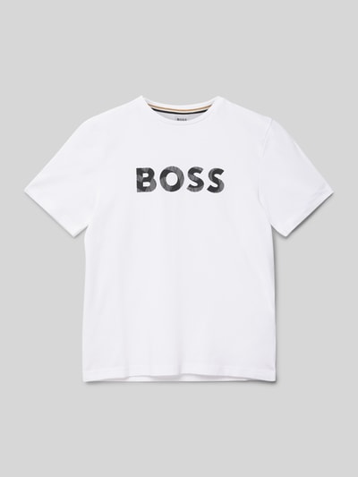 Boss T-Shirt mit Rundhalsausschnitt und Label-Print Weiss 1