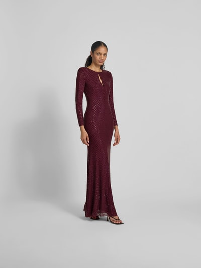 Self-Portrait Abendkleid mit Ziersteinbesatz Bordeaux 1