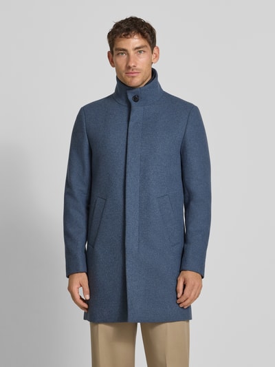 Matinique Lange jas met opstaande kraag, model 'Harvey' Bleu - 4