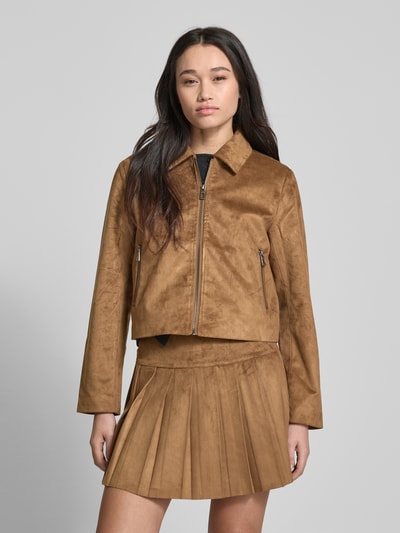Only Regular Fit Jacke in Lederoptik mit Fly-Away-Kragen Modell 'TULIP' Cognac 4