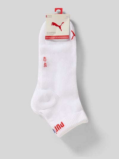 Produktfoto, Socken mit Label-Details im 3er-Pack von PUMA aus Baumwoll-Mix mit Stretch, körpernahe Passform, weiß mit roten Akzenten