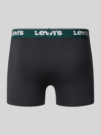 Produktfoto, Pant & Trunk aus Baumwoll-Mix im 3er-Pack von Levi's®, Herren Pant & Trunk in Schwarz mit grünem elastischem Bund, glatte Textur