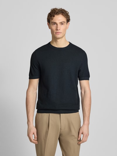 Profuomo T-Shirt aus Baumwoll-Leinen-Mix Marine 4