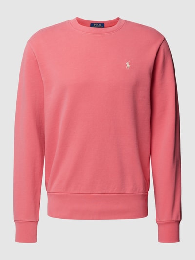 Polo Ralph Lauren Sweatshirt in effen design met labelstitching Lichtrood - 2