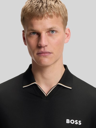 BOSS Green Koszulka polo o kroju slim fit z nadrukiem z logo model 'PL_TOC SERVE 2' Czarny 3