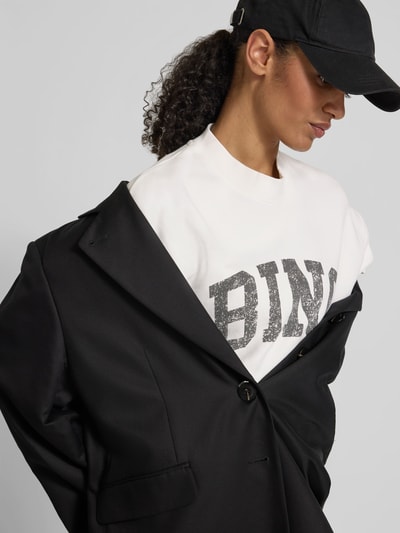 Anine Bing Oversized T-Shirt mit Label-Print Offwhite 3