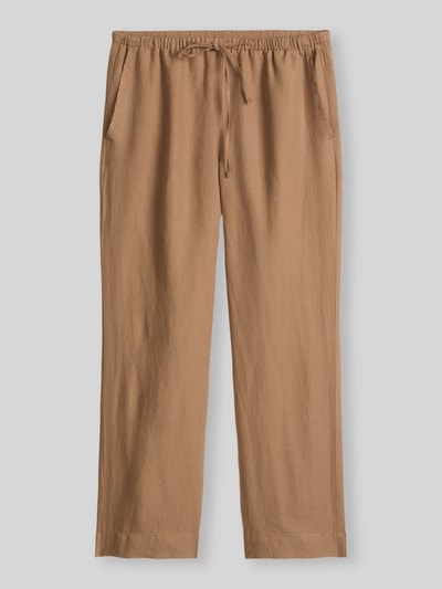 Marc O'Polo Straight leg linnen broek met tunnelkoord Hazelnoot - 2