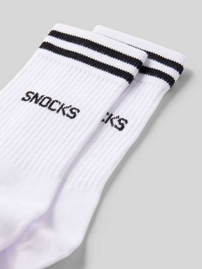 Snocks Socken mit Label-Stitching Modell 'Retro' Weiss 2