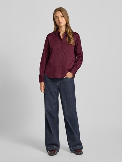 comma Regular Fit Hemdbluse mit Brusttasche Modell 'September' Bordeaux 1