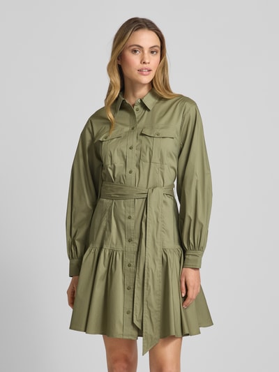 Lauren Ralph Lauren Knielanges Hemdblusenkleid mit Brustpattentaschen Modell 'REEDAN' Oliv 4