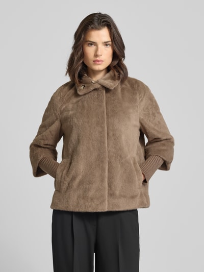 Zero Jacke aus Kunstfell mit Stehkragen Taupe 4