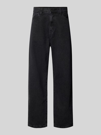 Produktfoto, schwarze Straight Fit Jeans Modell 'LANDON' von Carhartt Work In Progress aus Baumwoll-Materialmix, 5-Pocket-Design