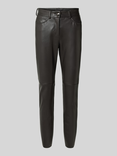 MAC Slim fit stoffen broek in leerlook, 'Vegan' Donkerbruin - 2
