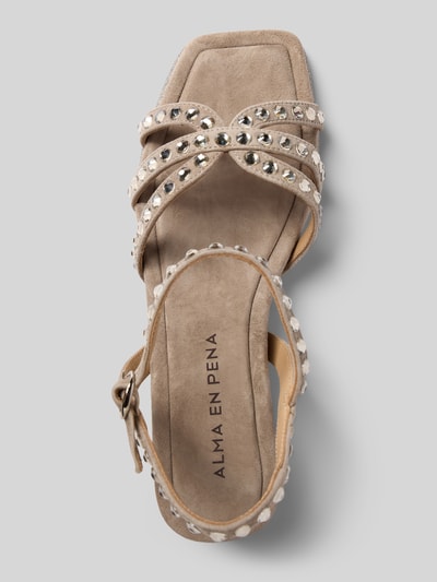 ALMA EN PENA Leren sandalen met siersteentjes Taupe - 3