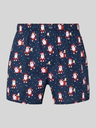 Christian Berg Men Boxershorts im Allover-Look mit elastischem Bund Dunkelblau 1