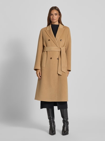 Marella Lange linnen jas met strikceintuur, model 'ARA' Camel - 4