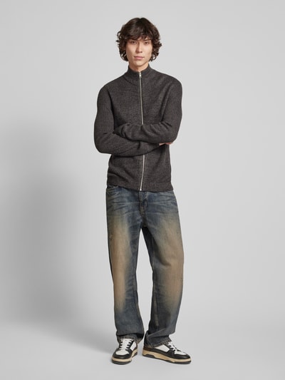 Jack & Jones Cardigan mit Stehkragen Modell 'LEWIS' Anthrazit Melange 1