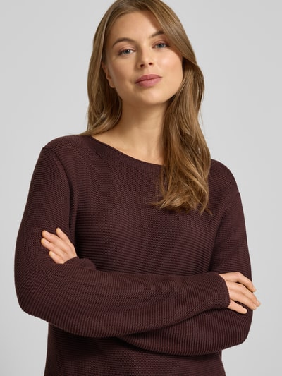 Marc O'Polo Sweter z dzianiny o kroju regular fit z czystej bawełny Bordowy 3
