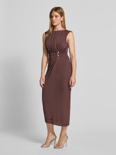 SWING Slim Fit maxi-jurk met rimpels Donkerbruin - 1