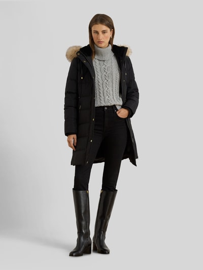 Lauren Ralph Lauren Regular Fit Daunenmantel mit Besatz aus Webpelz Black 4