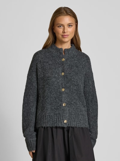 Neo Noir Gebreid jack met opstaande kraag, model 'Taura' Antraciet - 4