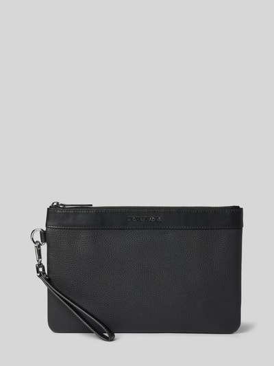 Produktfoto, Travel Pouch aus echtem Leder von Michael Kors, schwarz, Strukturmuster, Reißverschluss, Logo-Detail, rechteckige Form