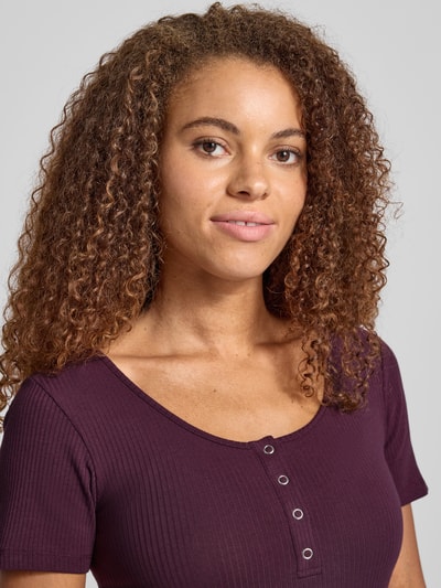 Pieces Slim fit T-shirt van katoenmix, model 'KITTE' Donkerrood - 3