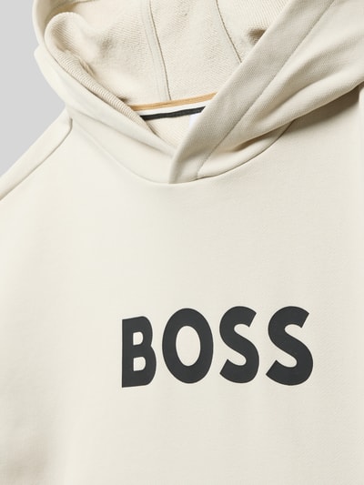 Produktfoto, Regular Fit Hoodie aus Baumwoll-Mix Modell 'IVORY' von Boss, efekt: jednolity kolor, nadruk z logo, kaptur, długi rękaw, prążkowane zakończenia, wykończenie: dzianina dresowa, materiał: mieszanka bawełny
