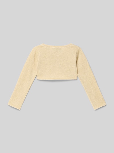 Happy Girls Cropped Bolero in Strick-Optik mit Zierbordüren Gold 3