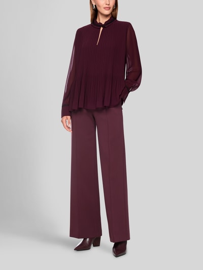 Marc Cain blouse met lange mouwen met kraag met ruches Cut Out Bordeaux - 1