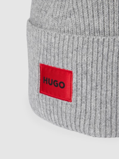 HUGO Beanie mit Label-Detail Modell 'XAFF' Hellgrau Melange 2