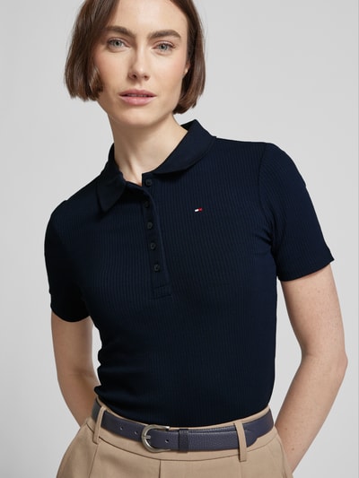 Tommy Hilfiger Koszulka polo o kroju slim fit z efektem prążkowania Granatowy 3