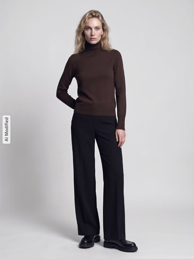 Jake*s Collection Regular Fit Rollkragenpullover aus Viskose-Mix Schoko 1