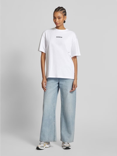 Review Oversized T-Shirt mit Label-Print Weiss 1