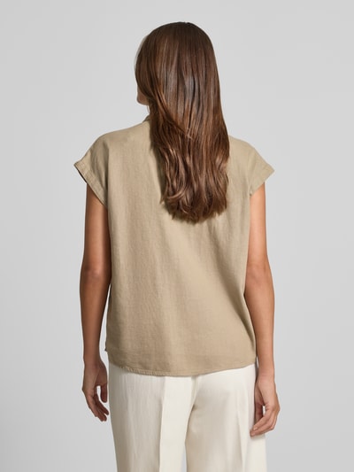 ICHI regular fit blouse van mix van linnen en viscose model 'LINNO' Taupe - 5