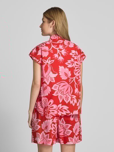 Oui Bluzka koszulowa o kroju regular fit z krótkim rękawem Jasnoczerwony 5