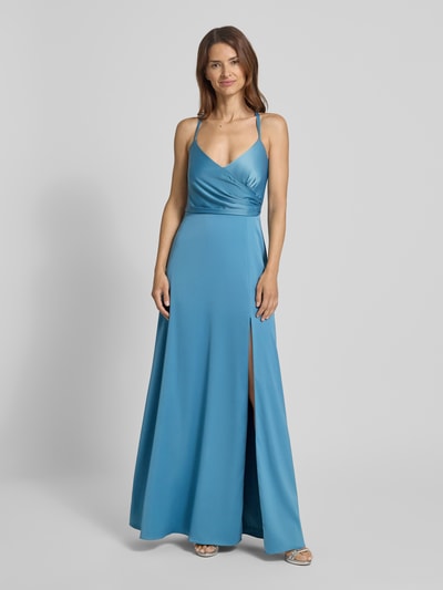 V.M. Sukienka wieczorowa z dekoltem w serek i skrzyżowanymi ramiączkami Jasnoniebieski 4