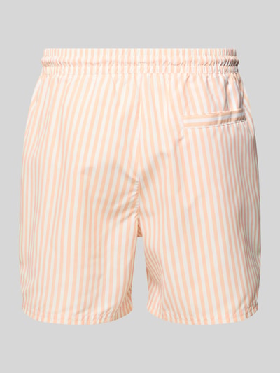 Produktfoto, Regular Fit Shorts mit Logo-Print von Calvin Klein Underwear für Herren, gestreiftes Design in Beige und Weiß, elastischer Bund mit Tunnelzug, integrierter Slip