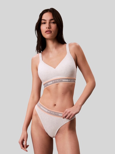 Calvin Klein Underwear Bralette van katoenmix met logo in band Lichtgrijs gemêleerd - 4