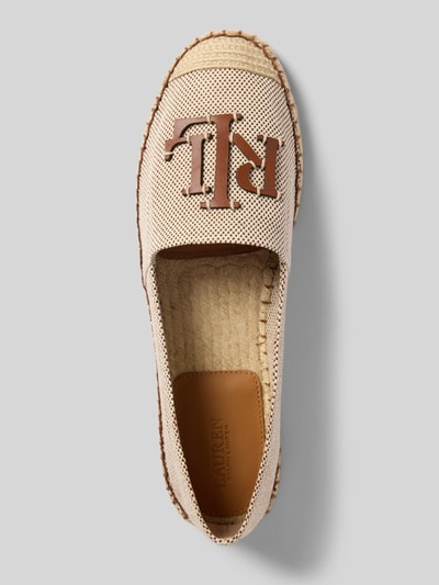 Produktfoto, Espadrilles mit Logo Applikation Modell 'CAMERYN' von Lauren Ralph Lauren, melierter Canvas, runde Form, flacher Absatz, leichte Struktur