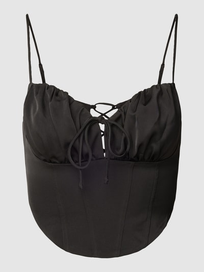 Corset Overbust Longline décolleté en cœur Satin Noir
