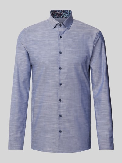 OLYMP No. Six Super slim fit zakelijk overhemd in gemêleerde look Marineblauw - 2