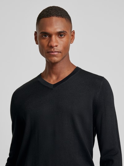 Christian Berg Men Gebreide pullover met V-hals Zwart - 3