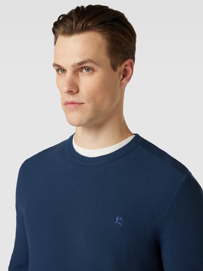 Lerros Gebreide pullover met labelstitching Donkerblauw - 3